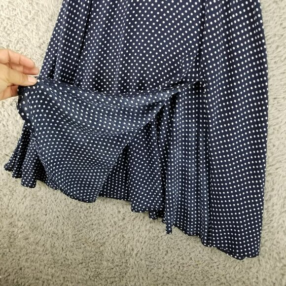 Lulus Dress Womens Medium Blue Polkadot Sleeveless Back Zip Retro Rockabilly - Picture 2 of 12